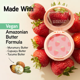 Physicians Formula finger applying blush to cheek showing easy blending and hydrating finish
