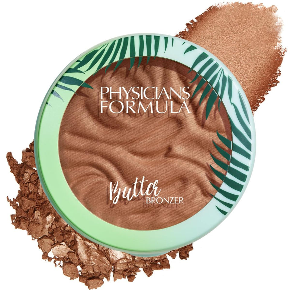 Physicians Formula compact front view showing Sunset bronzer and packaging benefit of travel-ready warmth