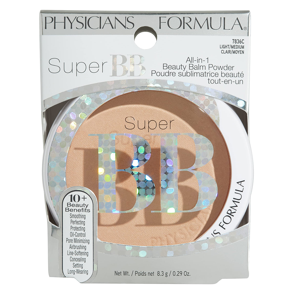 Physicians Formula before and after swatch showing tone correction and pore minimization benefit