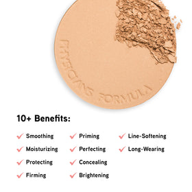 Physicians Formula close-up of powder texture, smooth finish and blurring benefit