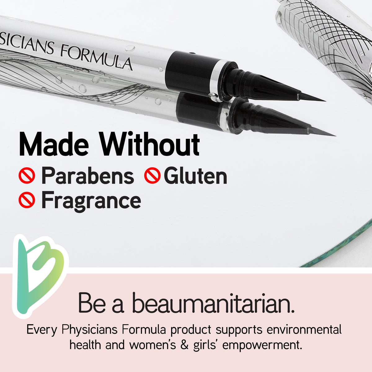 Physicians Formula eyeliner applied on eye creating a sharp wing
