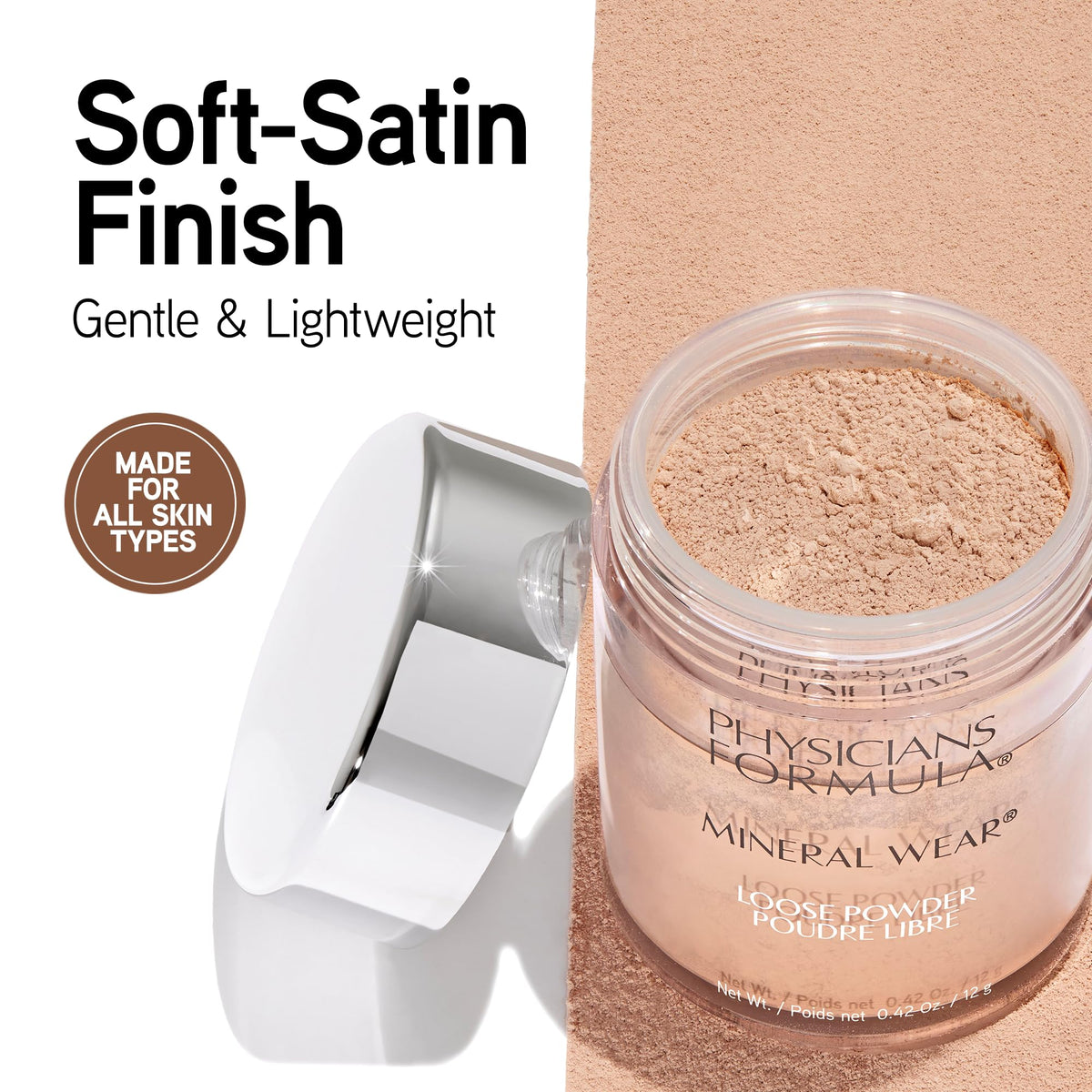 Physicians Formula powder texture close-up highlights lightweight finish
