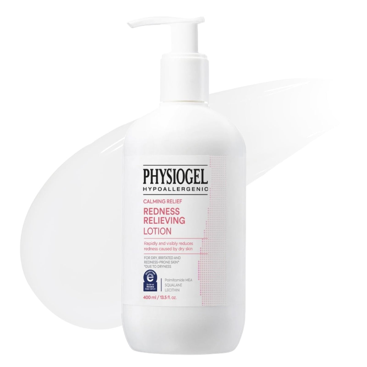 PHYSIOGEL bottle front packaging showing calming relief and brand reassurance