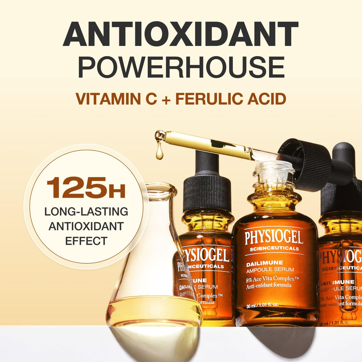 PHYSIOGEL ampoule in hand for size comparison and travel-friendly convenience