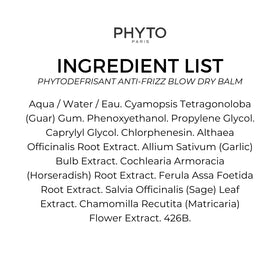 PHYTO ingredient botanicals layout showing marshmallow sage chamomile and plant origins
