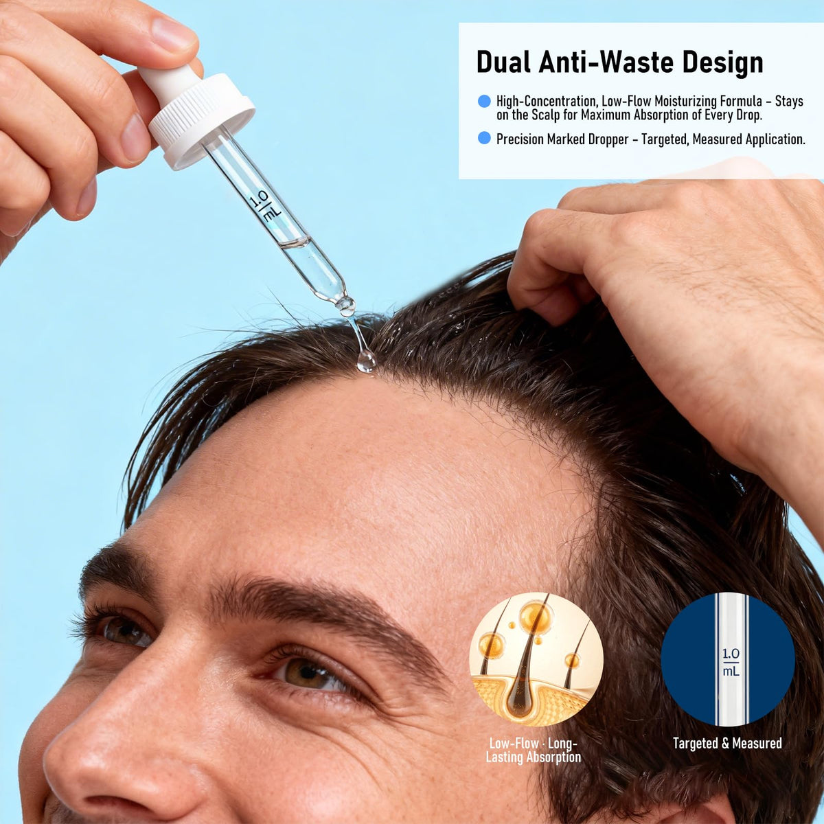 PickClub being applied to scalp demonstrating easy targeted application