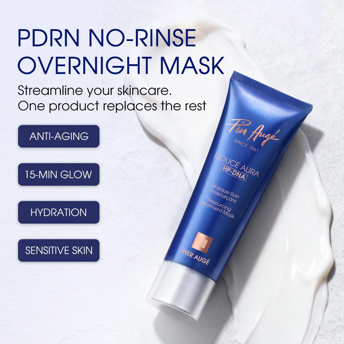 Pier Augé creamy mask texture closeup showing fast absorption benefit