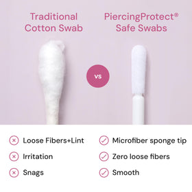 PiercingProtect close-up microfiber tip showing lint-free gentle cleaning