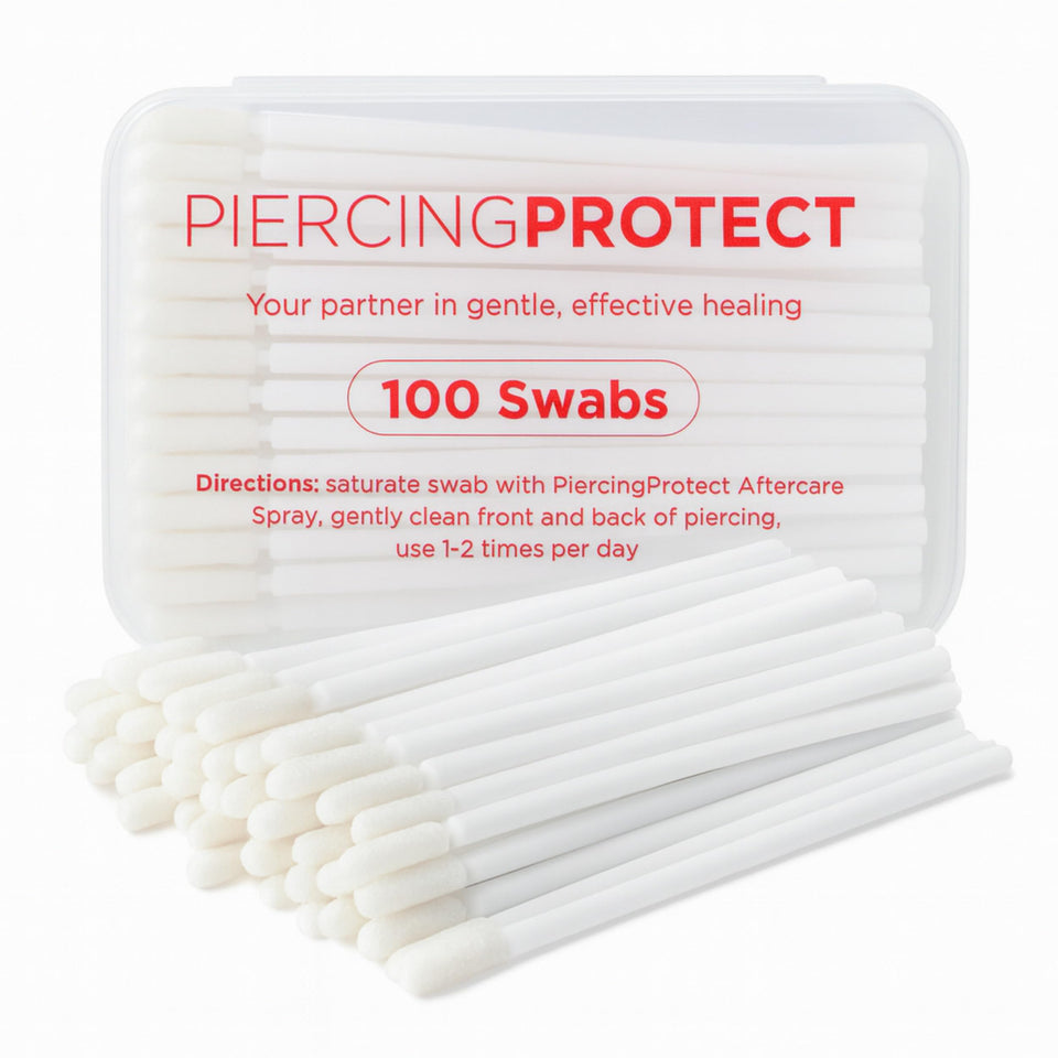 PiercingProtect front packaging showing 100-count value and benefits