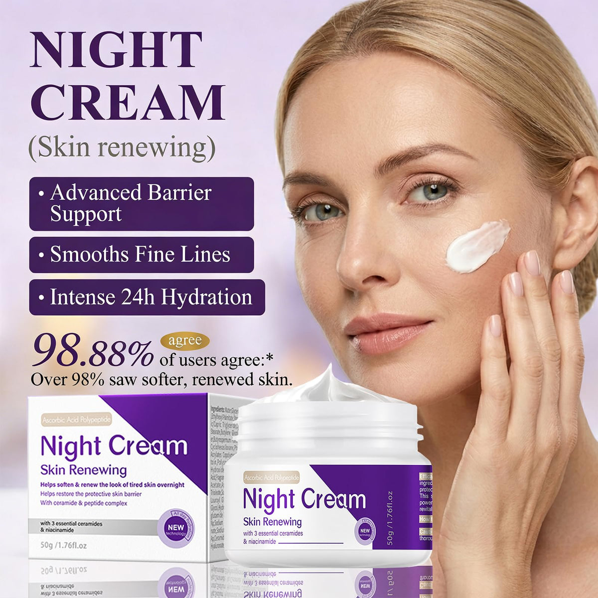 PIFLAT cream texture close-up showing lightweight hydration and smoothness