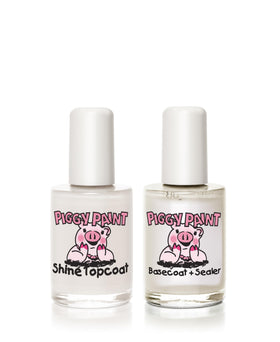 Piggy Paint basecoat bottle close-up highlighting brush and easy application