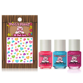 Piggy Paint bottle closeup with brush showing easy application and smooth strokes