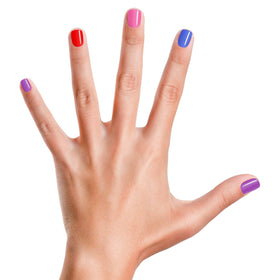 Child applying Piggy Paint nail polish with caregiver, safe and low-odor activity