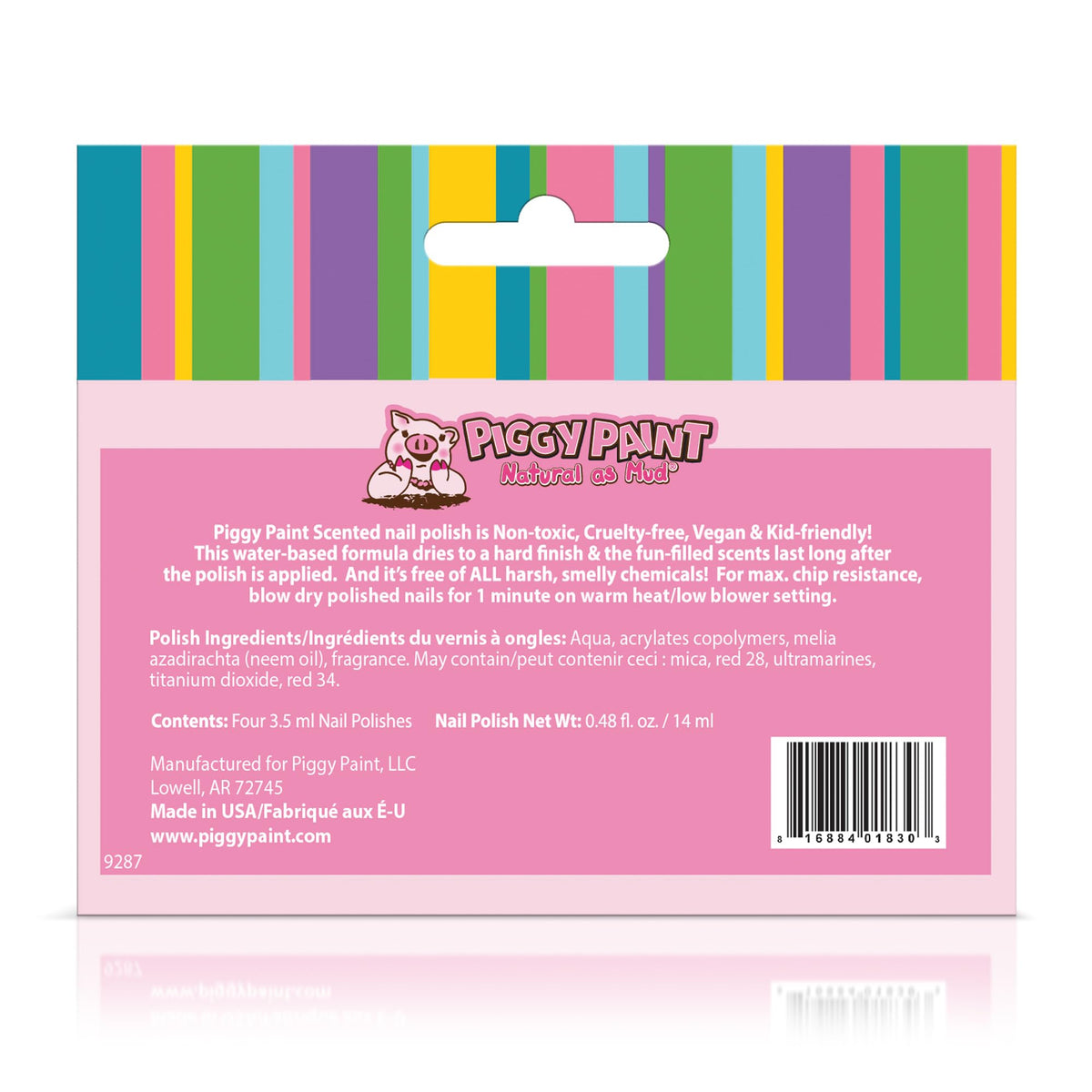 Piggy Paint color swatches of grape, watermelon, strawberry, and blueberry for easy selection