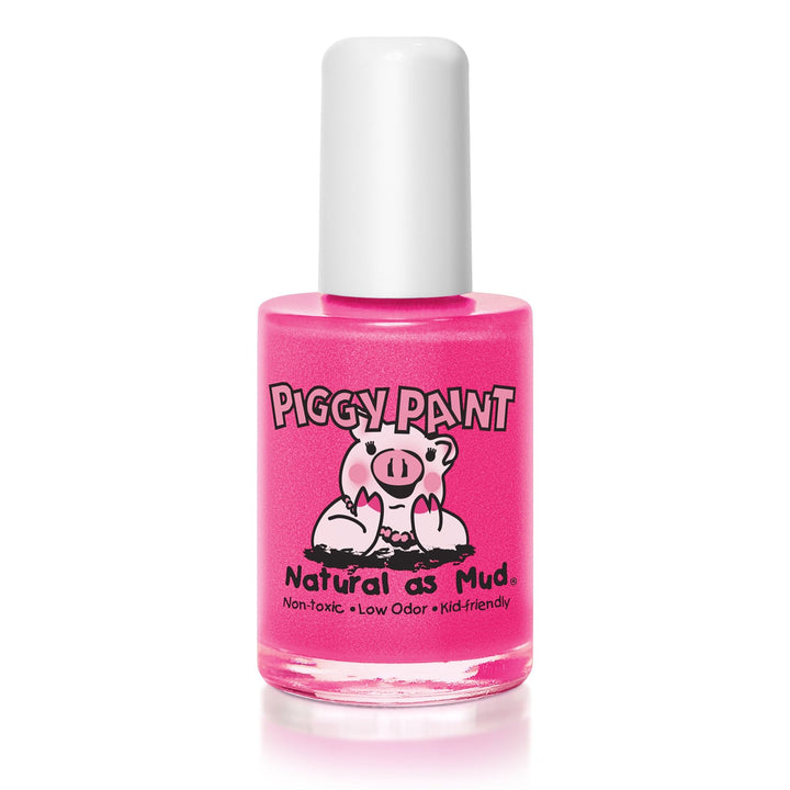 Piggy Paint bottle front view showing Forever Fancy bright pink shade and safety