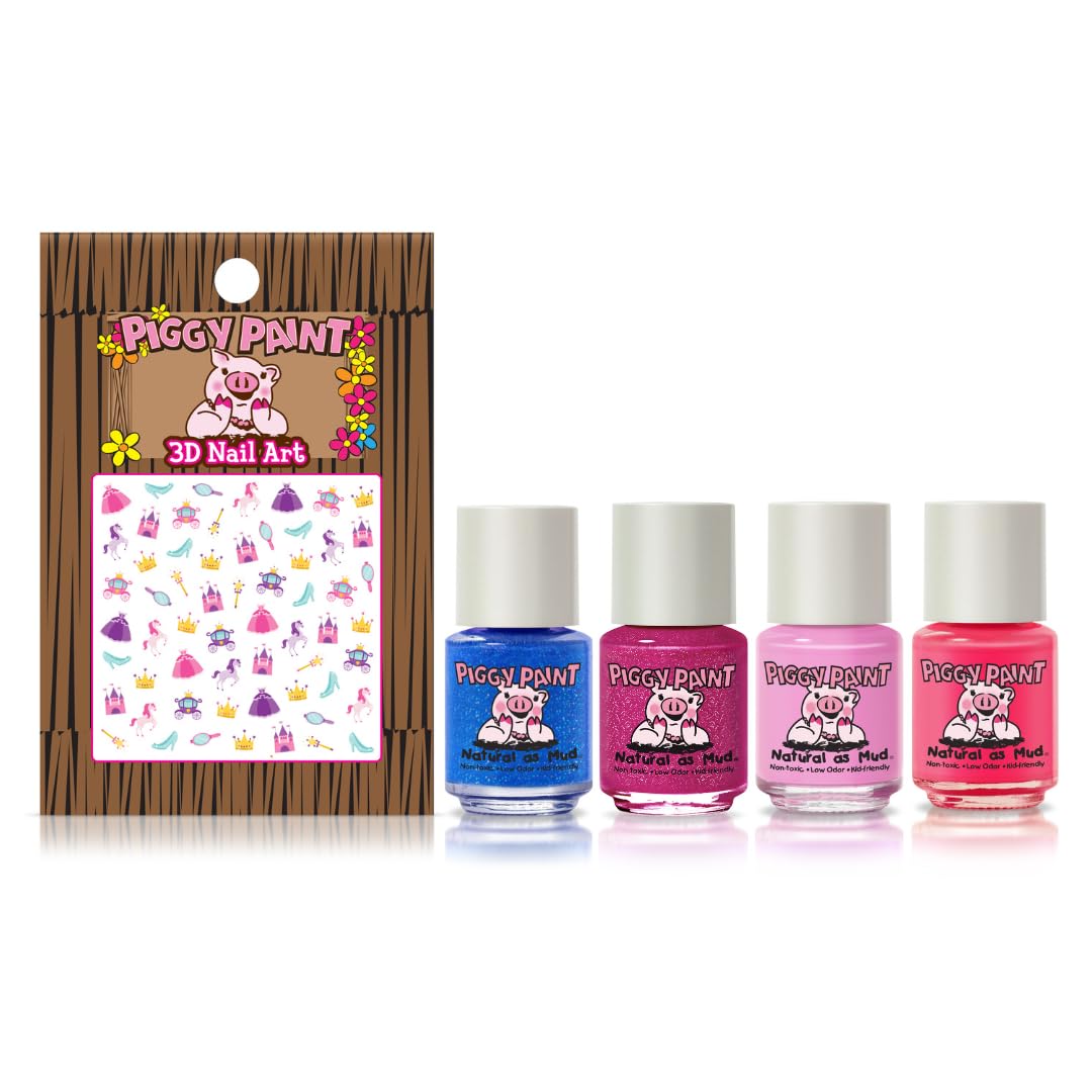 Piggy Paint four small bottles lined up showing colorful kid-safe choices