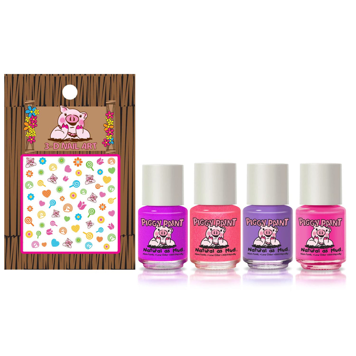 Piggy Paint four mini bottles lined up for creative play