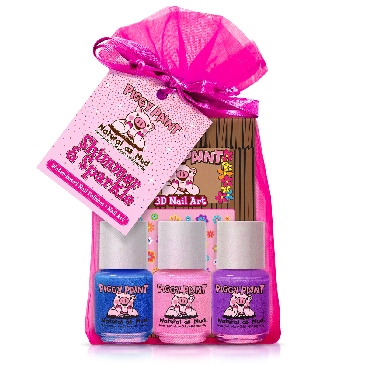 Piggy Paint front packaging showing shimmer sparkles and safe formula