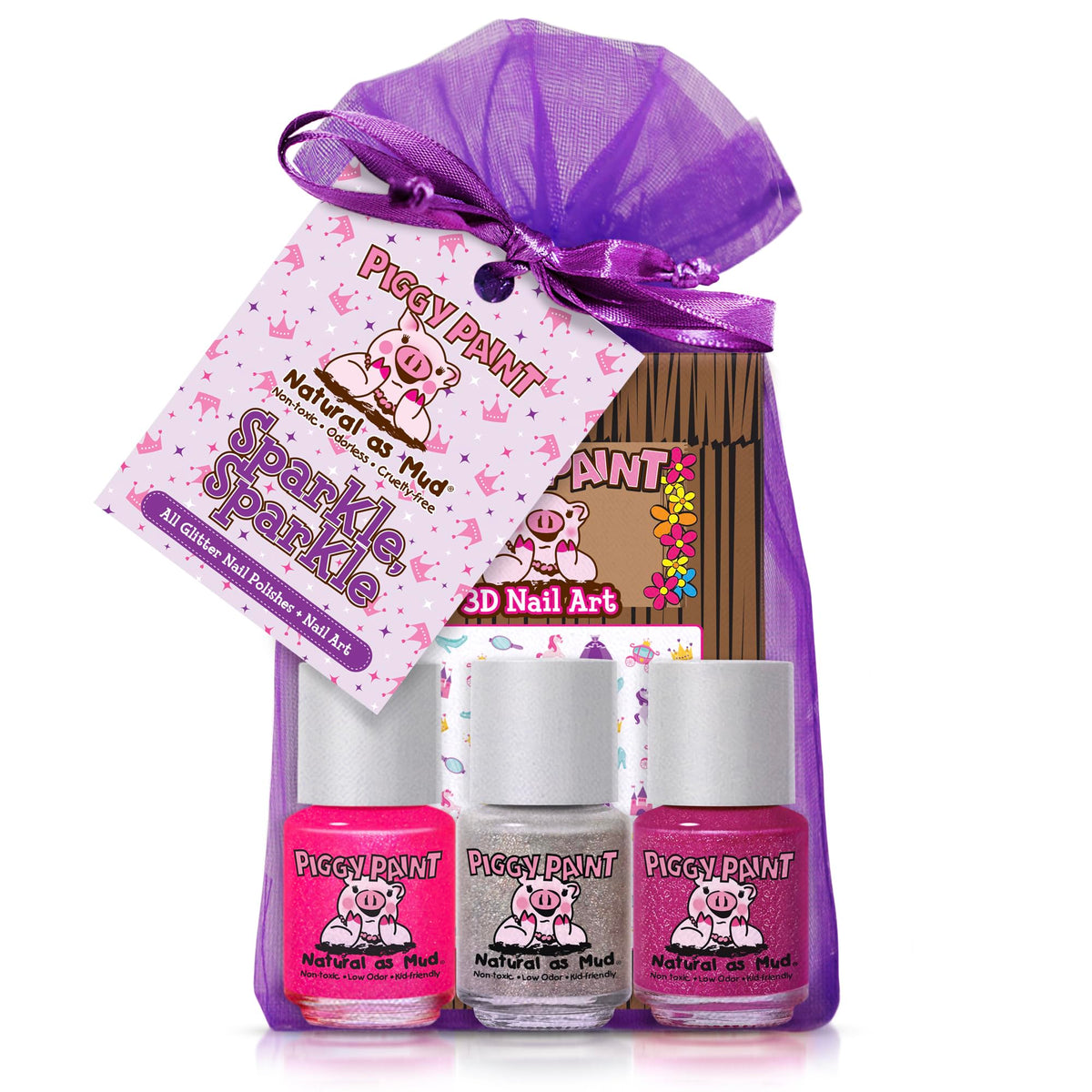 Piggy Paint front packaging sparkle set shows kid-safe glitter fun