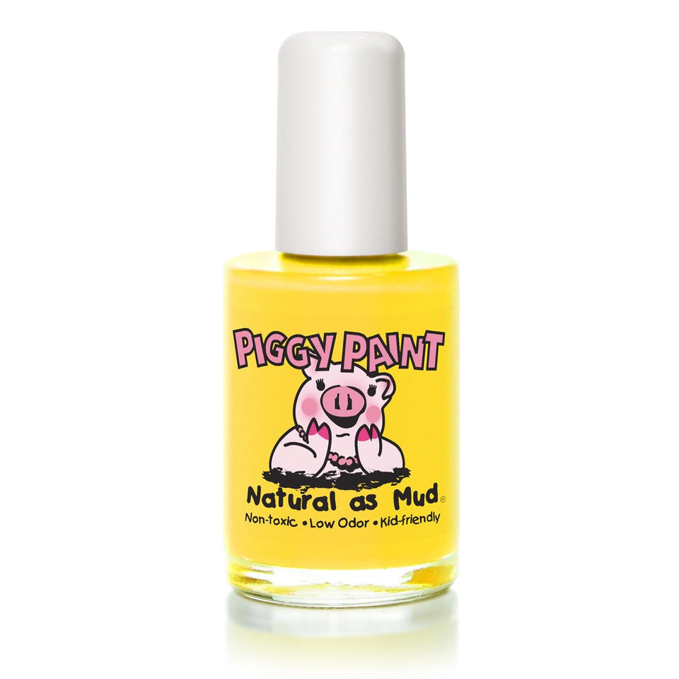 Piggy Paint front packaging Sunshine Yellow showing bright bottle benefit