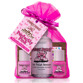 Piggy Paint front packaging showing safer polish set and benefit of peace of mind