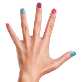 Child using Piggy Paint on nails demonstrating safe, low-odor polish in use