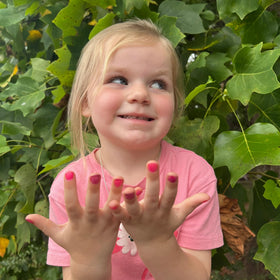Piggy Paint packaging back label ingredients conveys gentle formulation