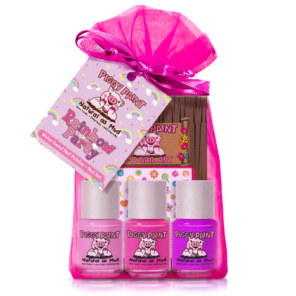 Piggy Paint front packaging showing Rainbow Party set and kid-safe promise