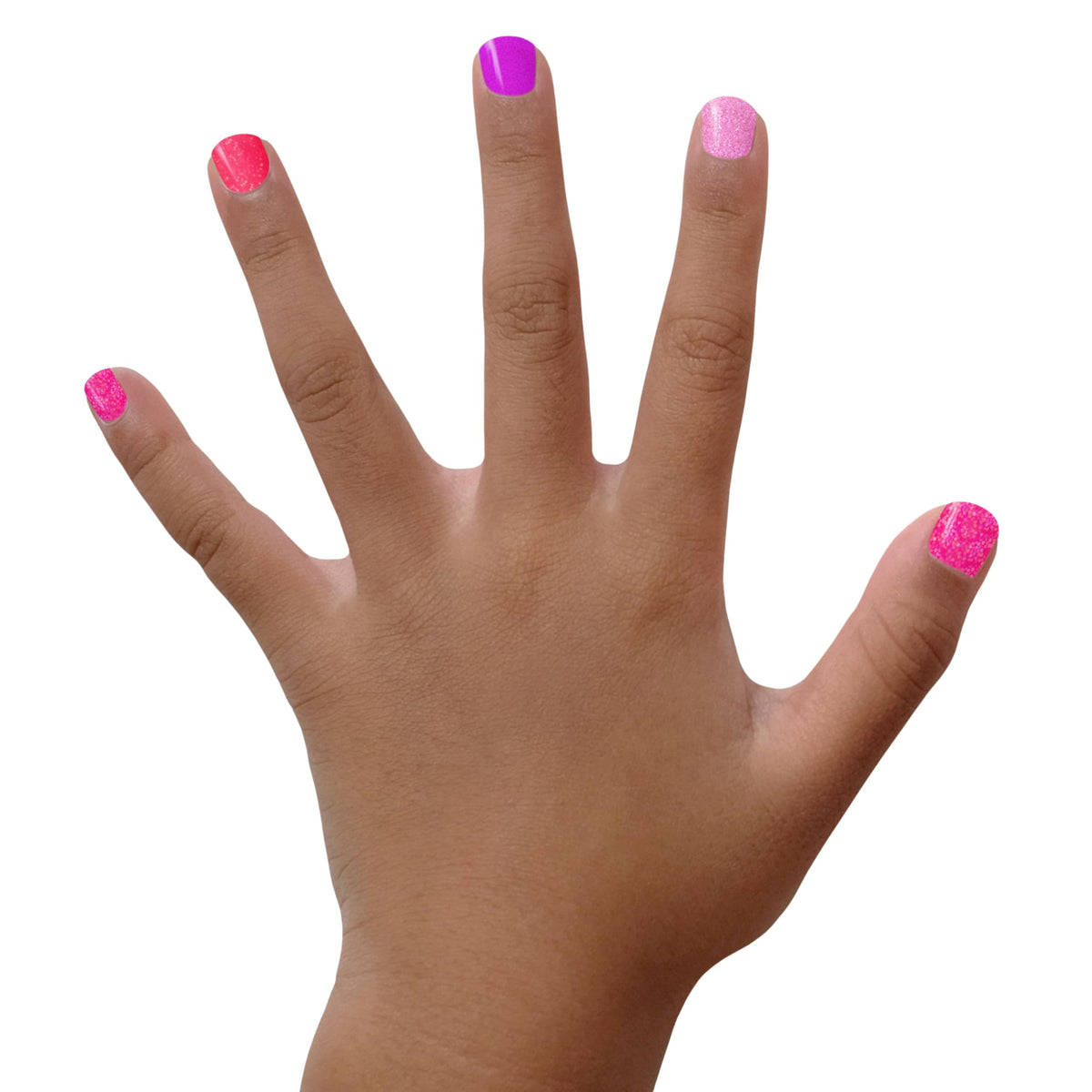 Piggy Paint Bubble Gum Bash swatch on nail illustrating vibrant pink finish