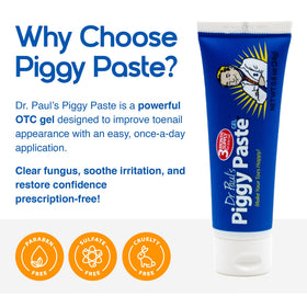 Piggy Paste on bathroom counter lifestyle, brand fits easy daily self-care routines