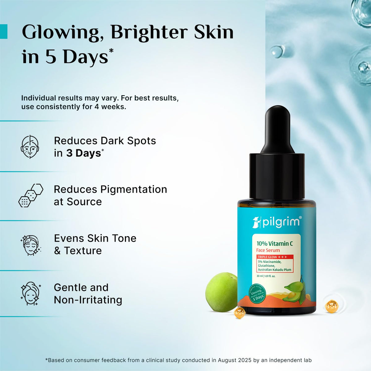 Pilgrim bottle beside Kakadu plum illustrating natural vitamin C boost