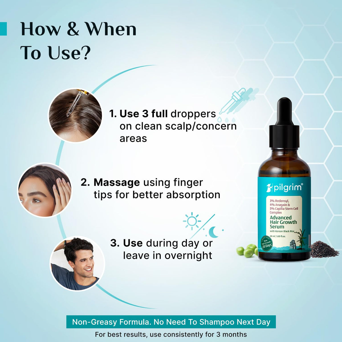 Pilgrim serum texture on hand demonstrating lightweight, non-greasy absorption