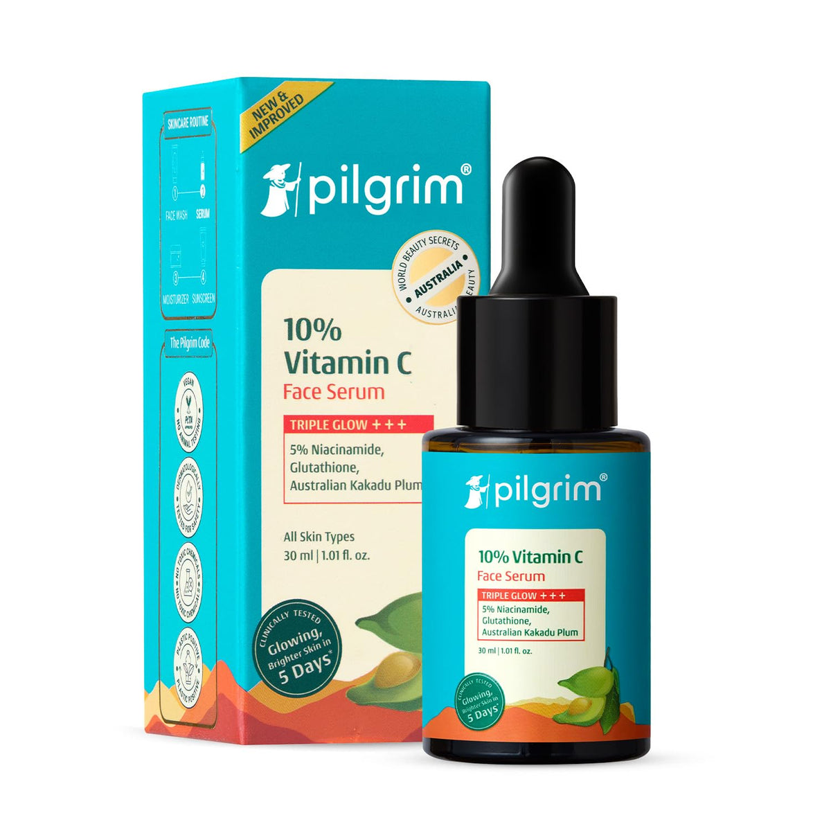 Pilgrim front bottle showing label and size for clear product ID