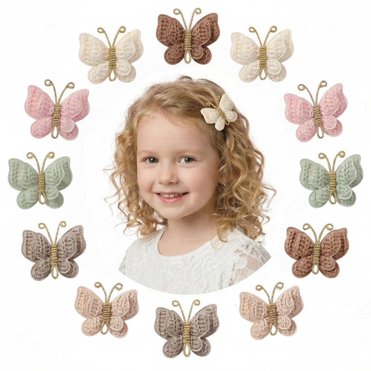 pinkoriart front packaging showing 12 beige butterfly clips, neat set benefit