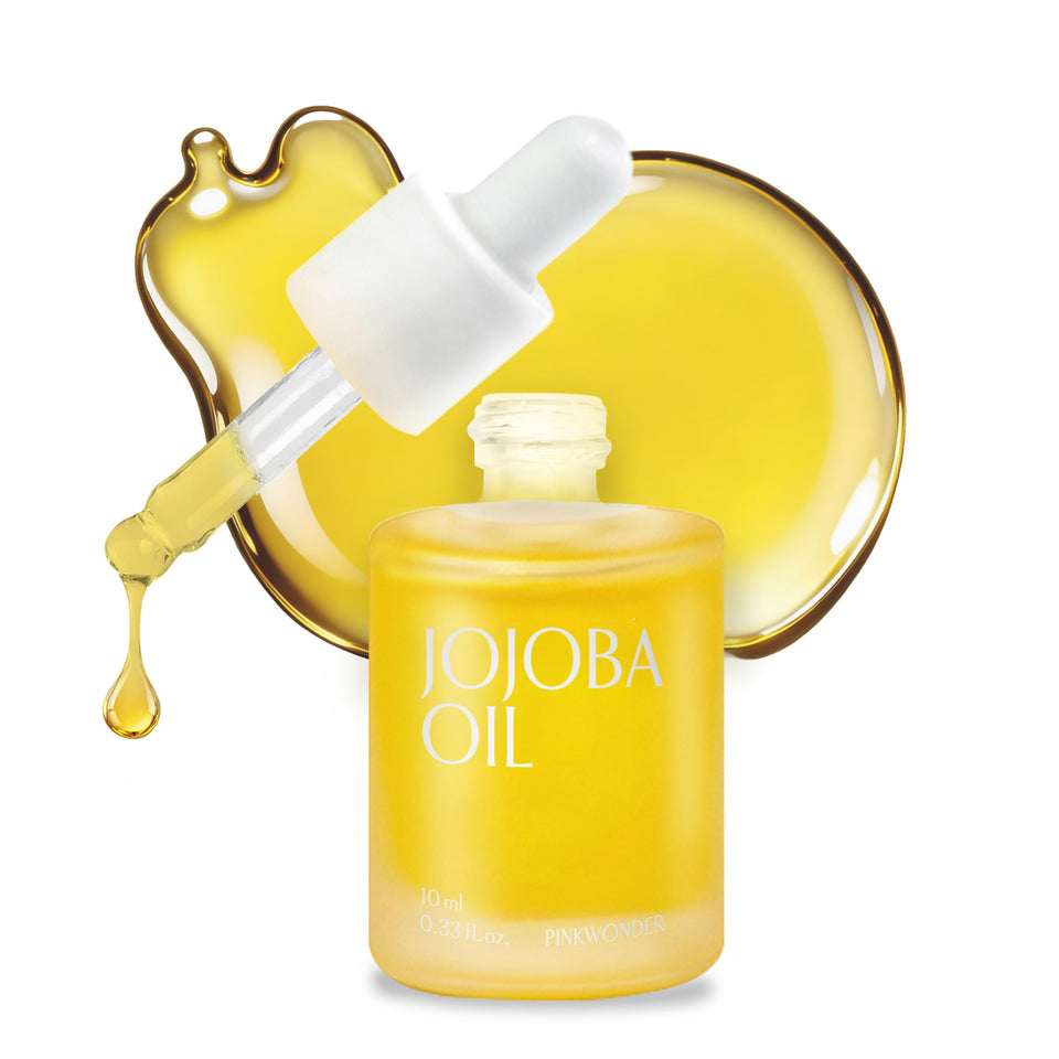 PINKWONDER front bottle showing organic jojoba oil label and compact size