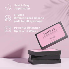 PINKZIO close-up lashes on silicone pad showing neat curl shaping