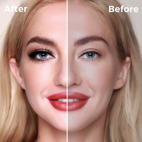 PINKZIO before and after lash lift demonstrating open, curled eyes