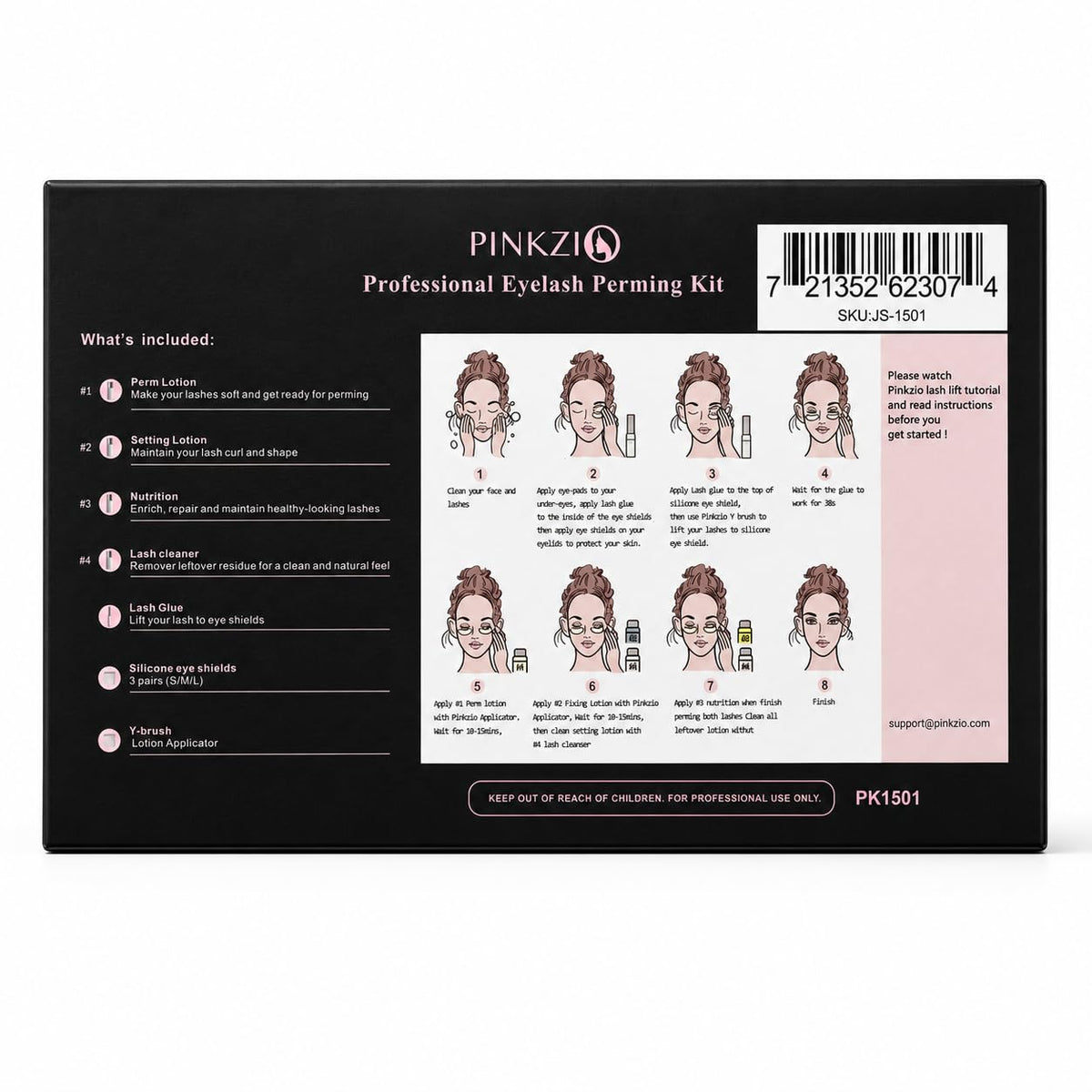 PINKZIO perm and neutralizer bottles close-up for precise application