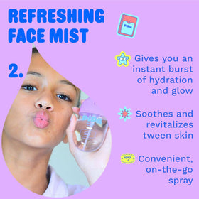 Pipa facial mist spraying from bottle in hand for quick refresh