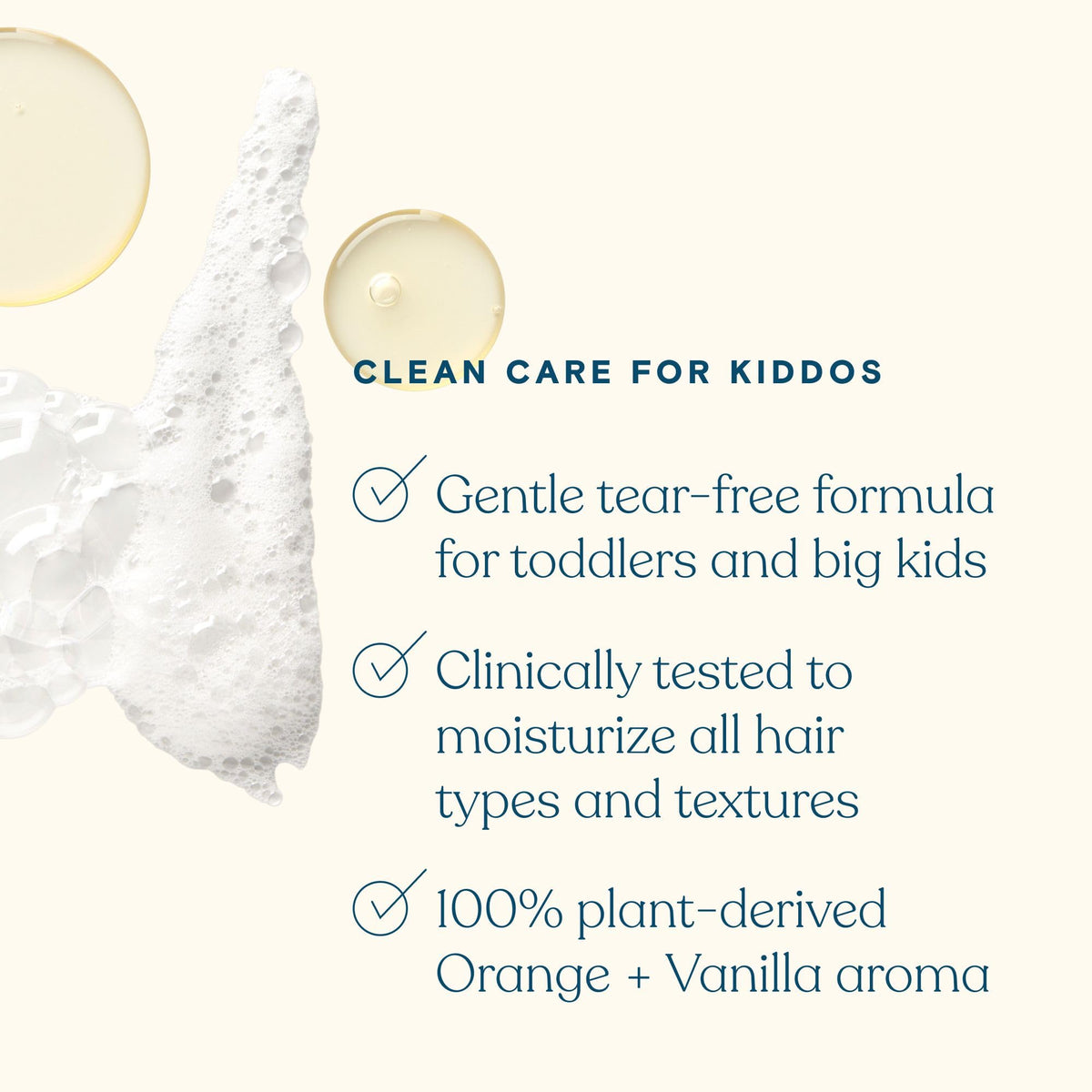 Pipette shampoo bottle label close-up highlighting gentle ingredients and tear-free benefit