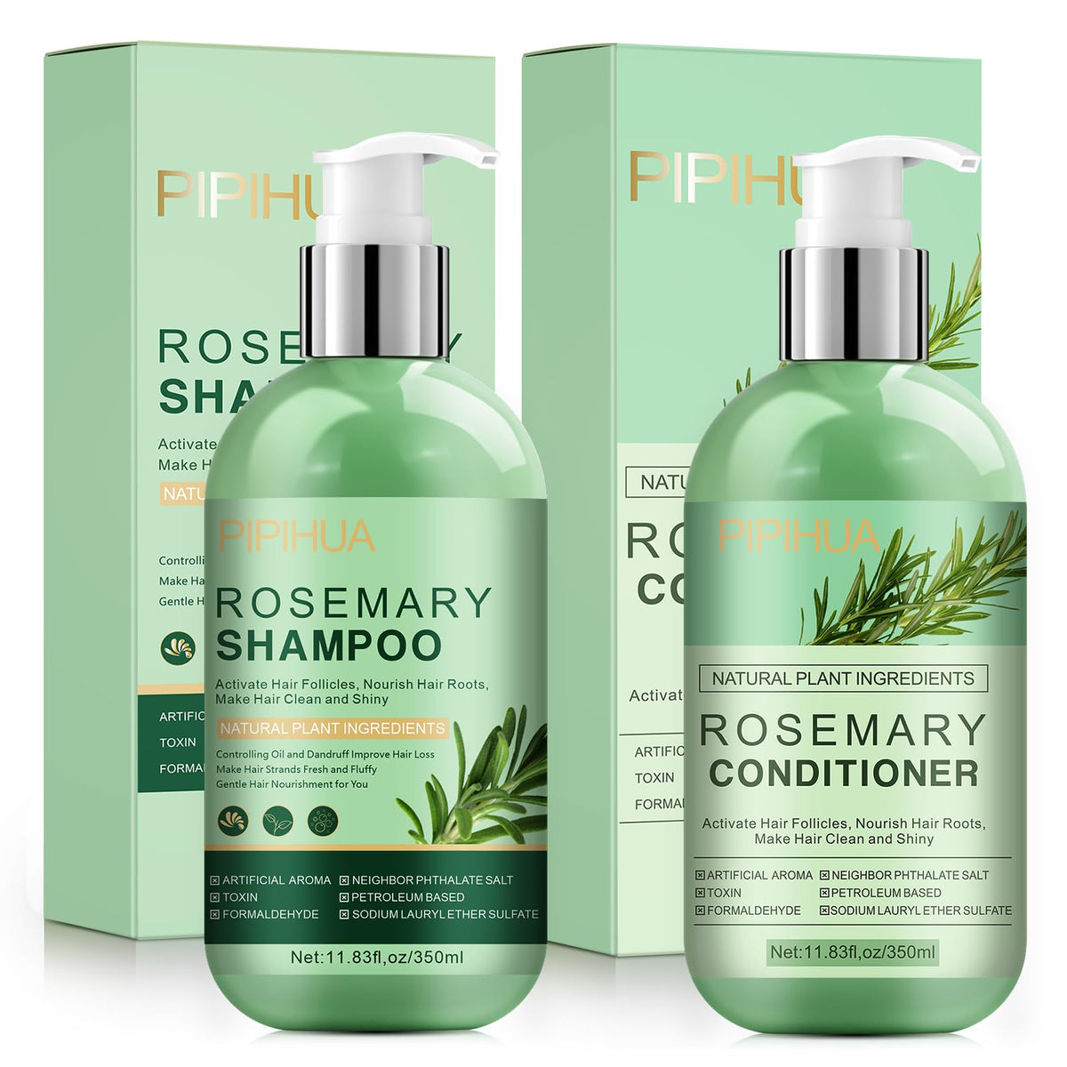 PIPIHUA front packaging showing rosemary duo and clear benefits