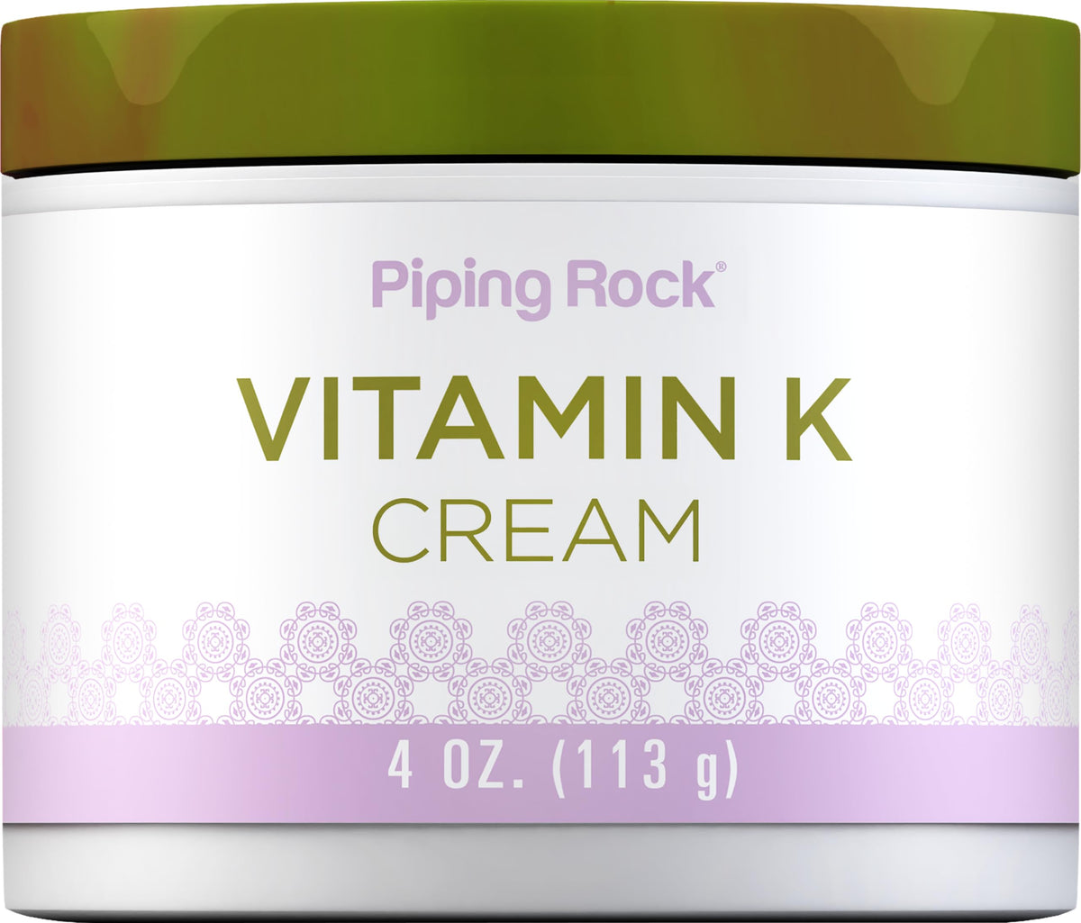 Piping Rock cream jar front view shows packaging and product name benefit