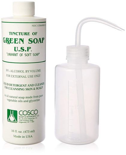 Pirate Face Tattoo Cosco Green Soap front label showing product identity and size