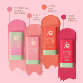 pixi application on cheek demonstrating dewy flush and quick blending benefit