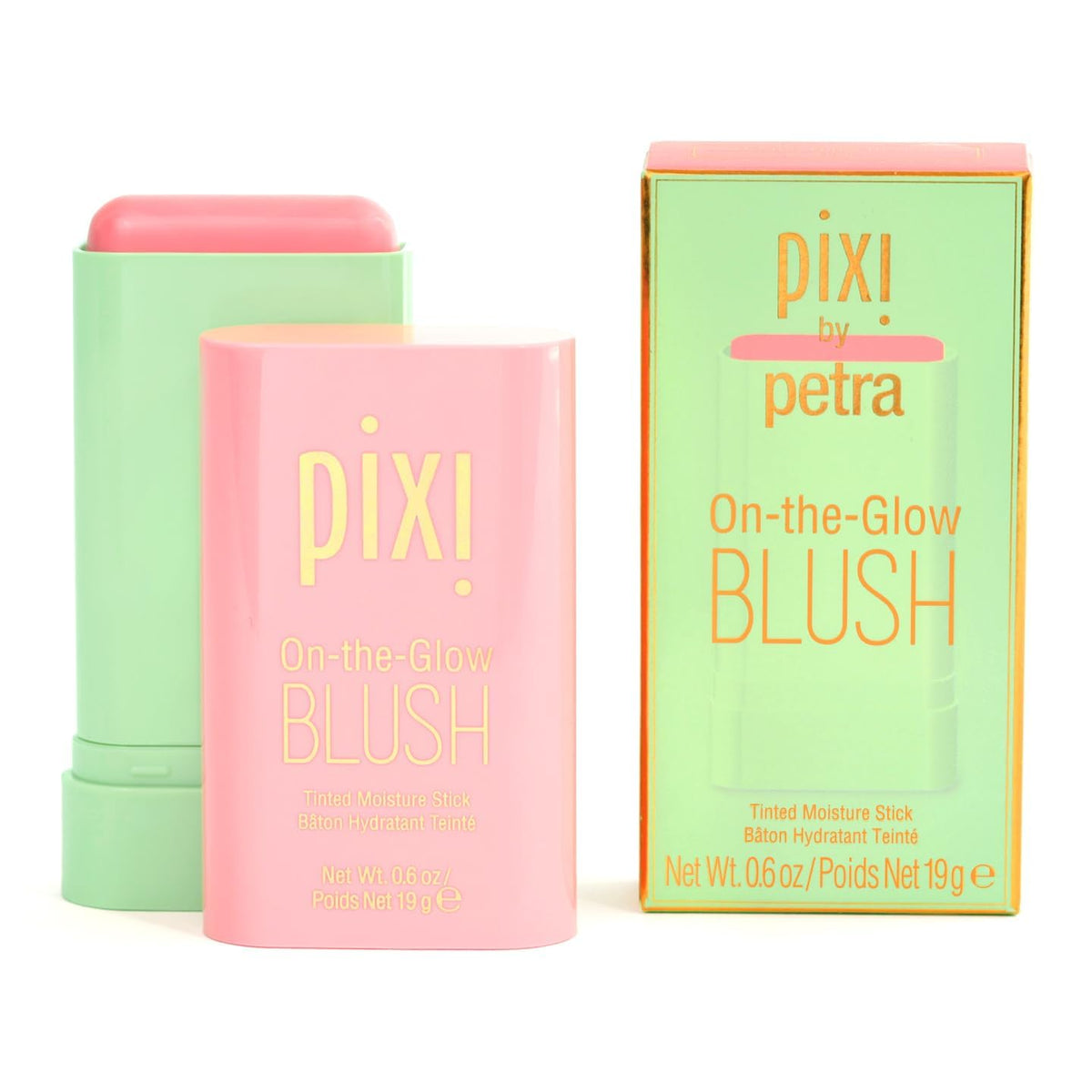 Pixi blush stick front twist-up showing product and easy applicator benefit