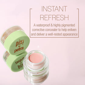 Close-up of Pixi Brightening Peach tube nozzle dispensing product, precise application benefit