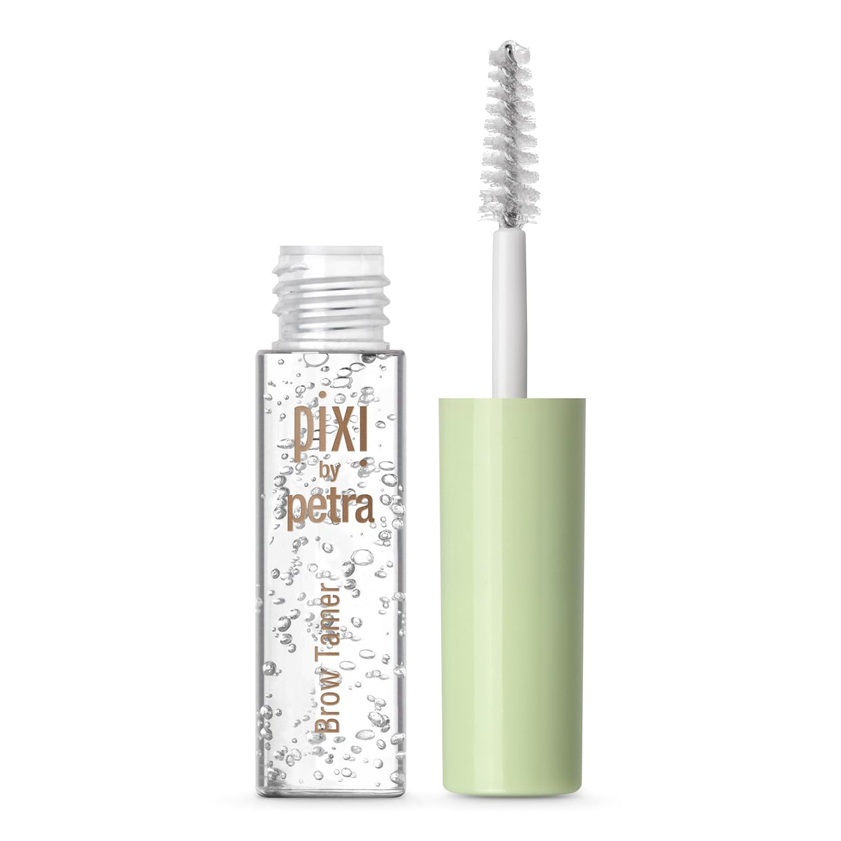Pixi Brow Tamer front tube showing packaging and product size benefit