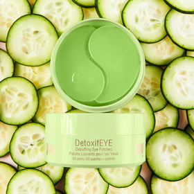 Pixi product beside fresh cucumber slices showing soothing ingredients