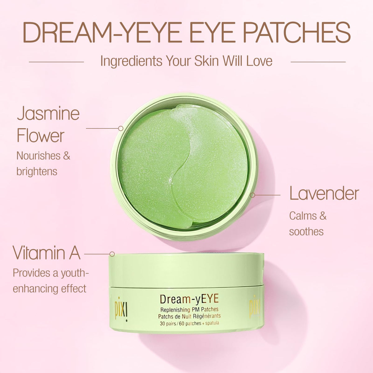 Pixi Dream-yEYE patch texture close-up showing hydrogel sheen — delivers hydration