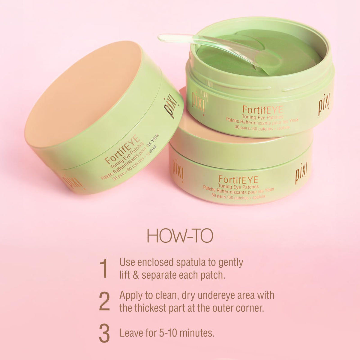 Pixi ingredients flatlay with peptides collagen and caffeine shown